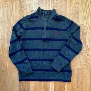 Polo by Ralph Lauren Gray & Navy Striped Half-Zip Sweater Boys Youth Size 7